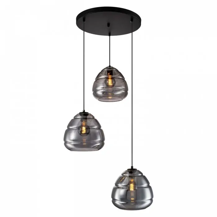 Hanglamp smoke glas Belmond 3 lichts