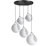 Hanglamp opaal glas Orb 5 lichts detail