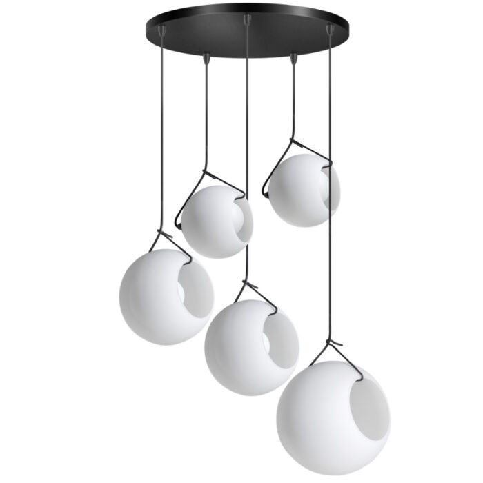 Hanglamp opaal glas Orb 5 lichts detail