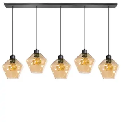 Hanglamp amber glas Bendy 6 lichts ETH