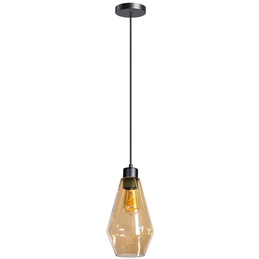 Hanglamp amber glas Bendy 1 lichts