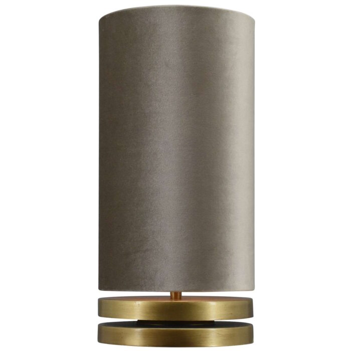 Tafellamp brons Livio Ø20cm+Lampenkap taupe velvet Fendi