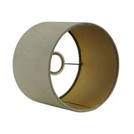 Lampenkap taupe fluweel cilinder San Remo op goud detail