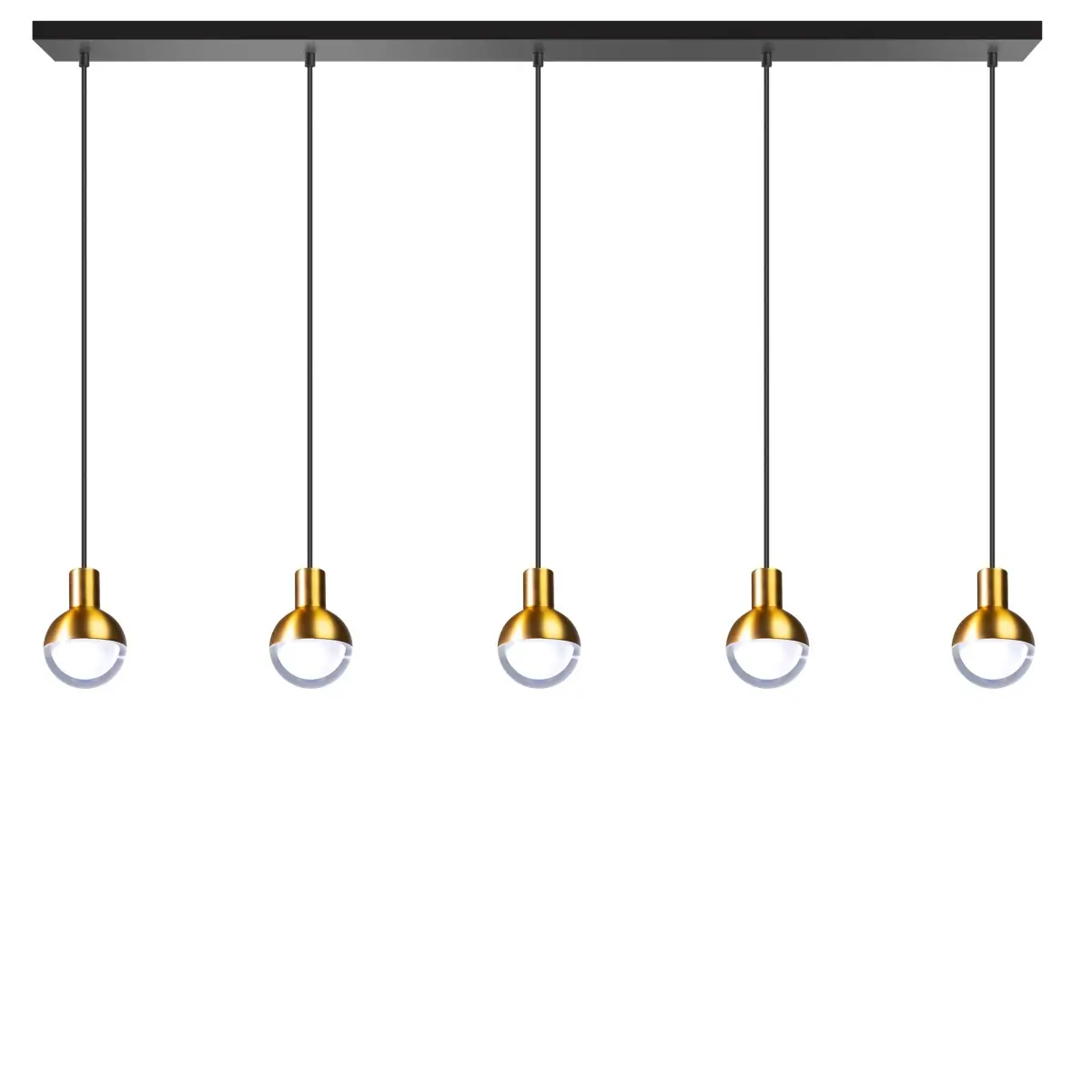 hanglamp zwart mat messing drop 5 lichts