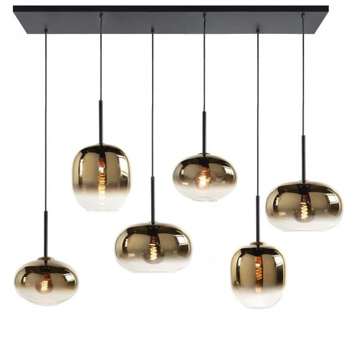 Hanglamp semi goud Bellini balk 6 lichts