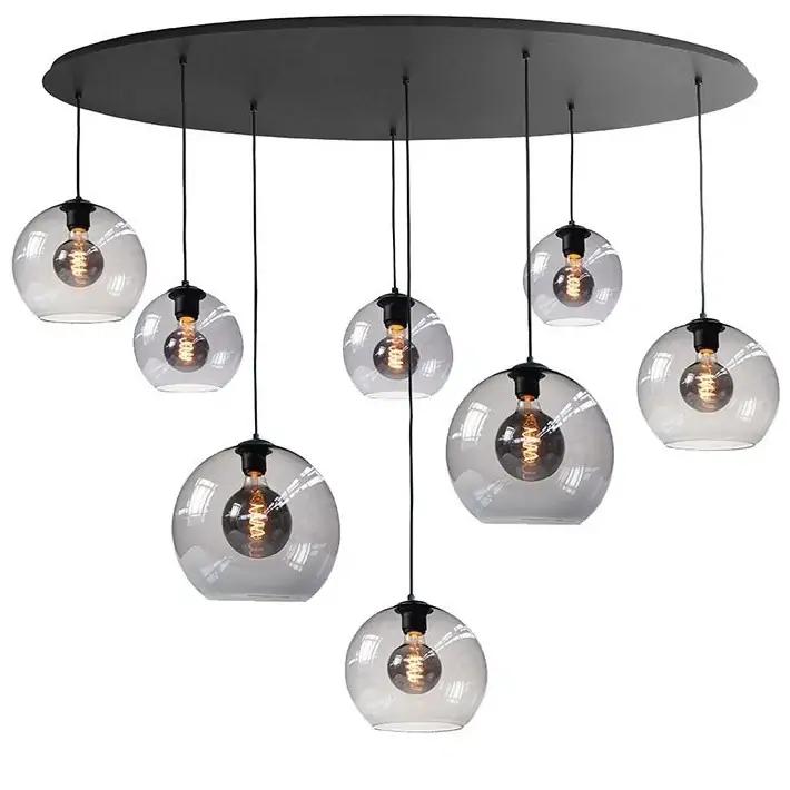 Hanglamp zwart Fantasy globe ovaal 8 lichts