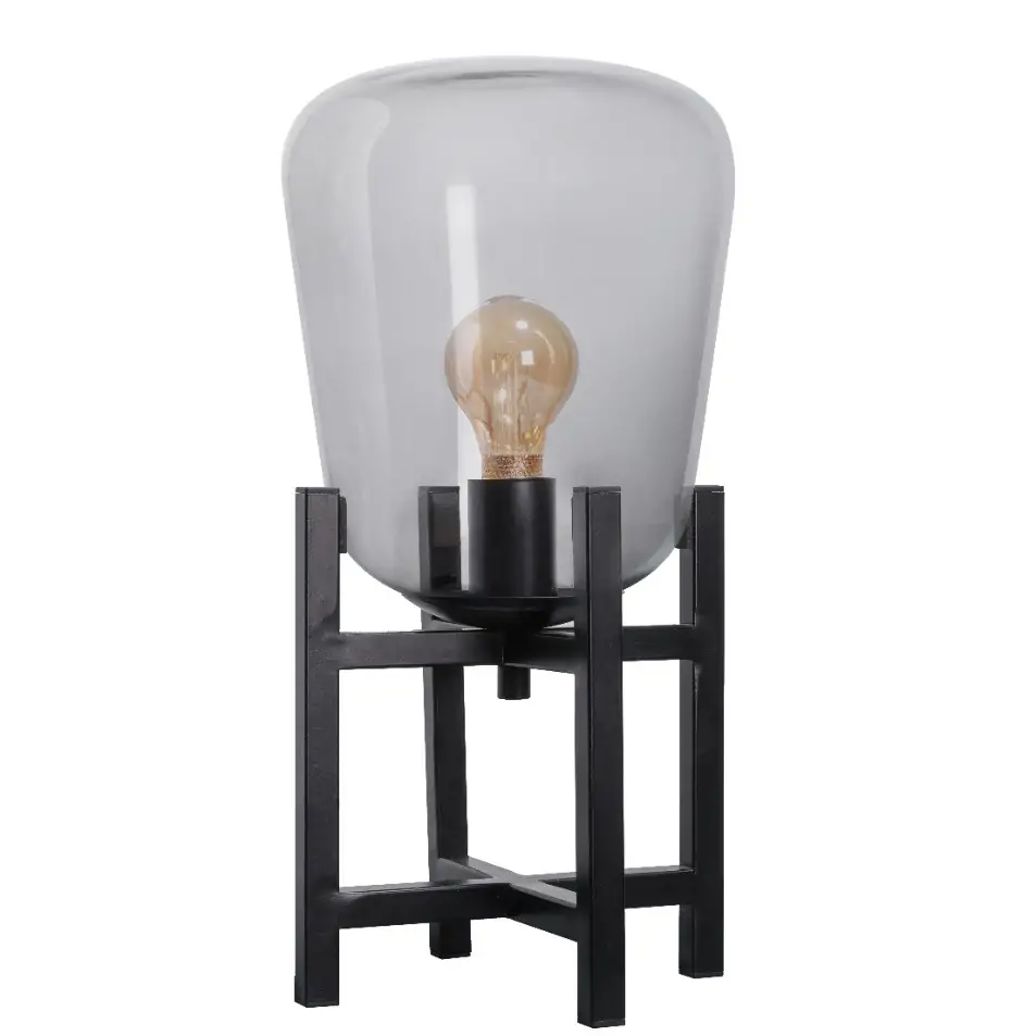 Tafellamp smoke glas Benn H38cm Tafellamp smoke glas Benn H38cm