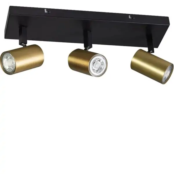 spot zwart-messing Common 3 lichts balk