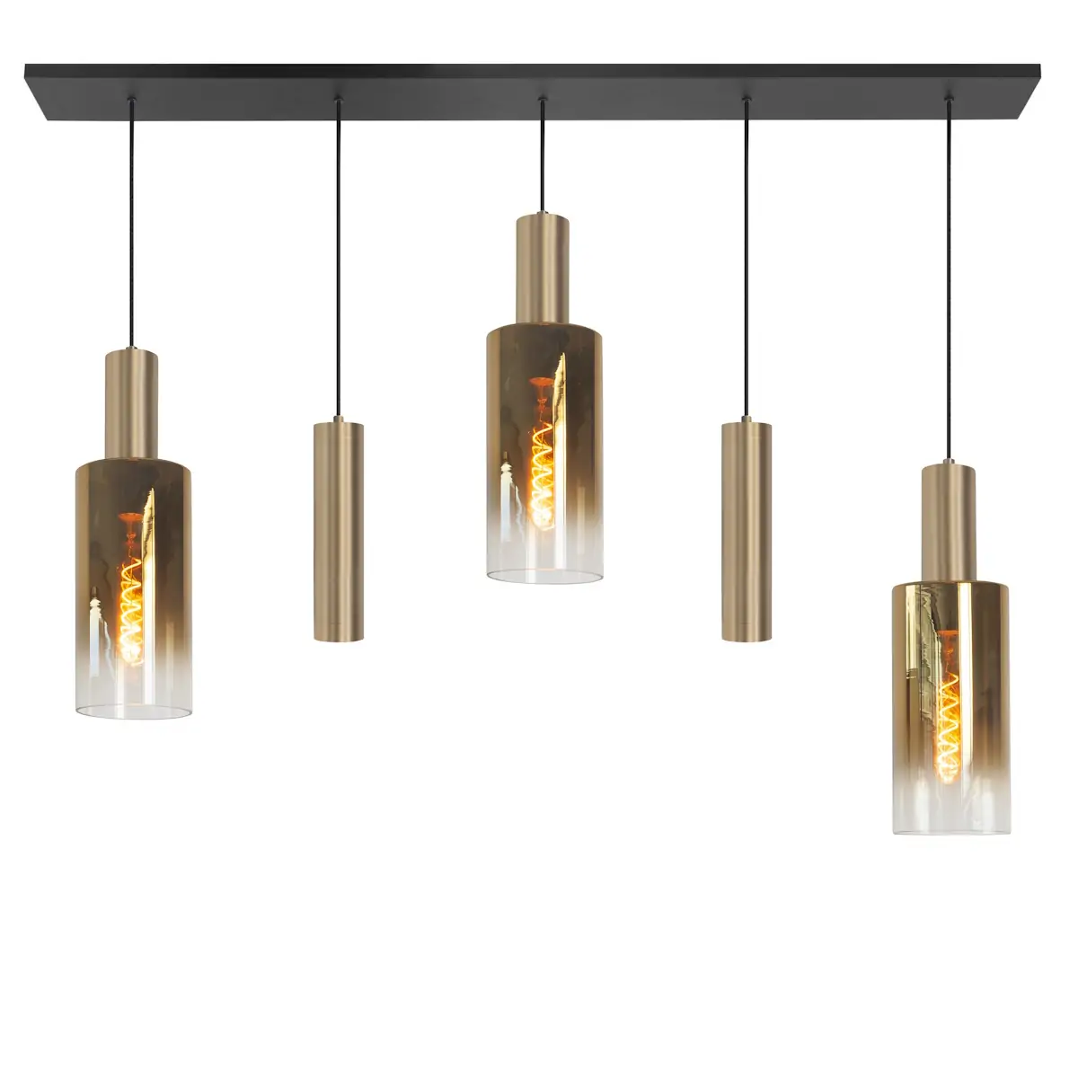 Hanglamp goud Perugia glas 5 lichts