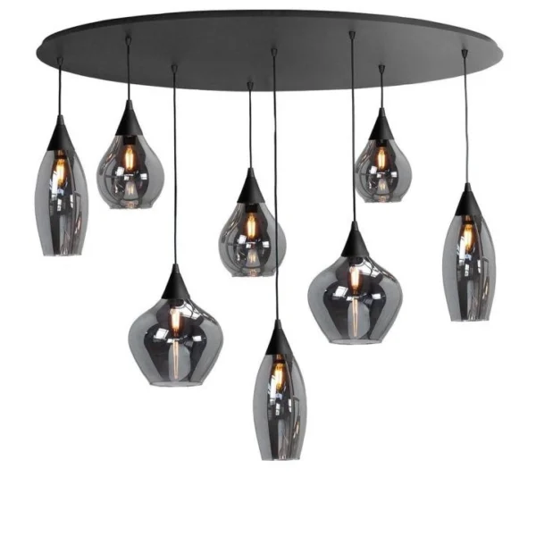 Hanglamp smoke Cambio 8 lichts ovaal