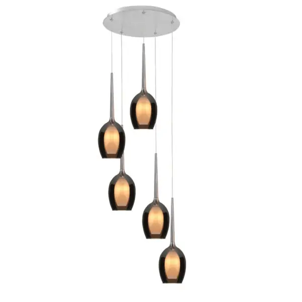 Hanglamp zilver smoke Belle 5 lichts
