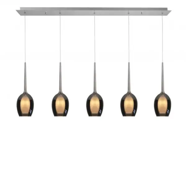 Hanglamp zilver smoke Belle 5 lichts