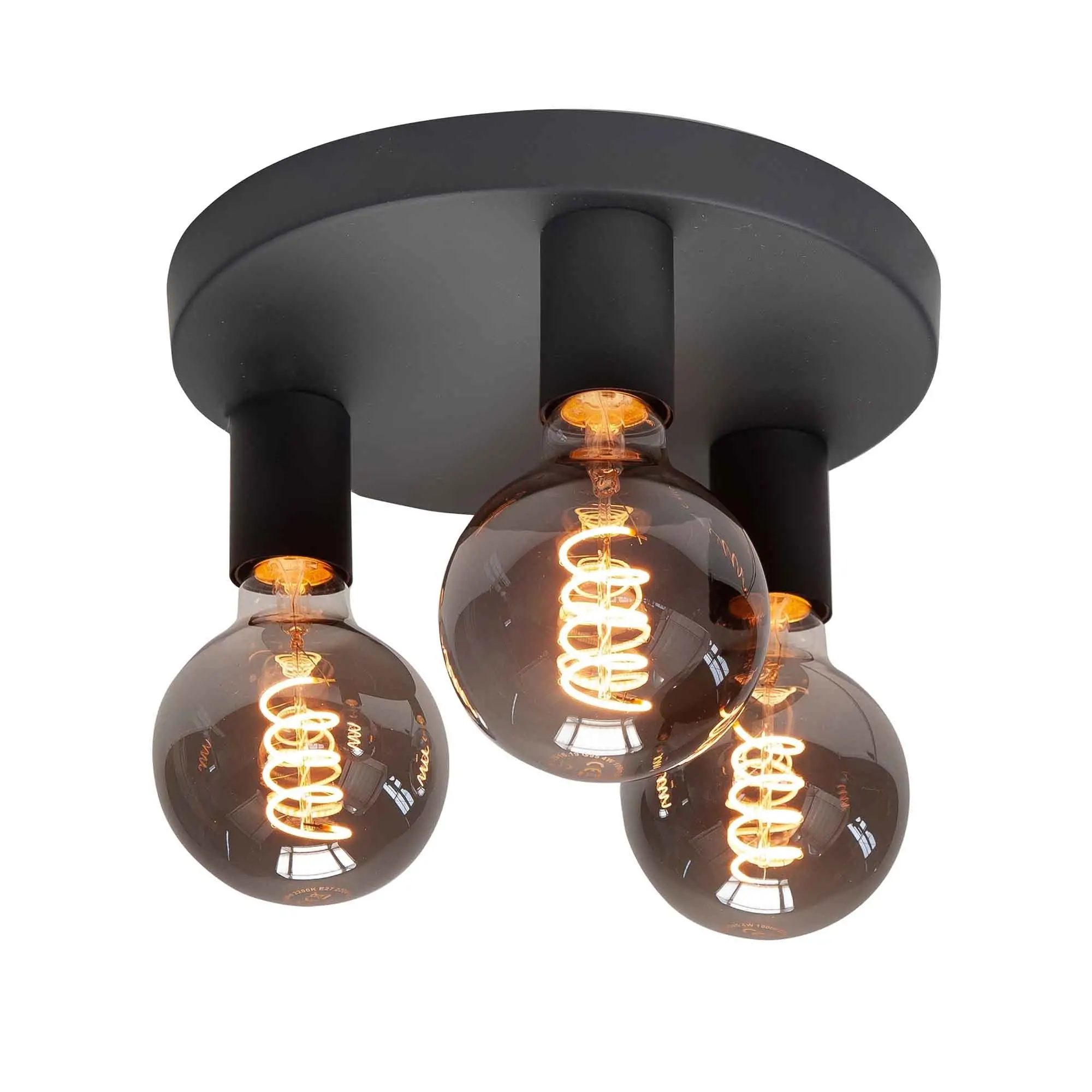 Plafondlamp zwart Basic 3 lichts