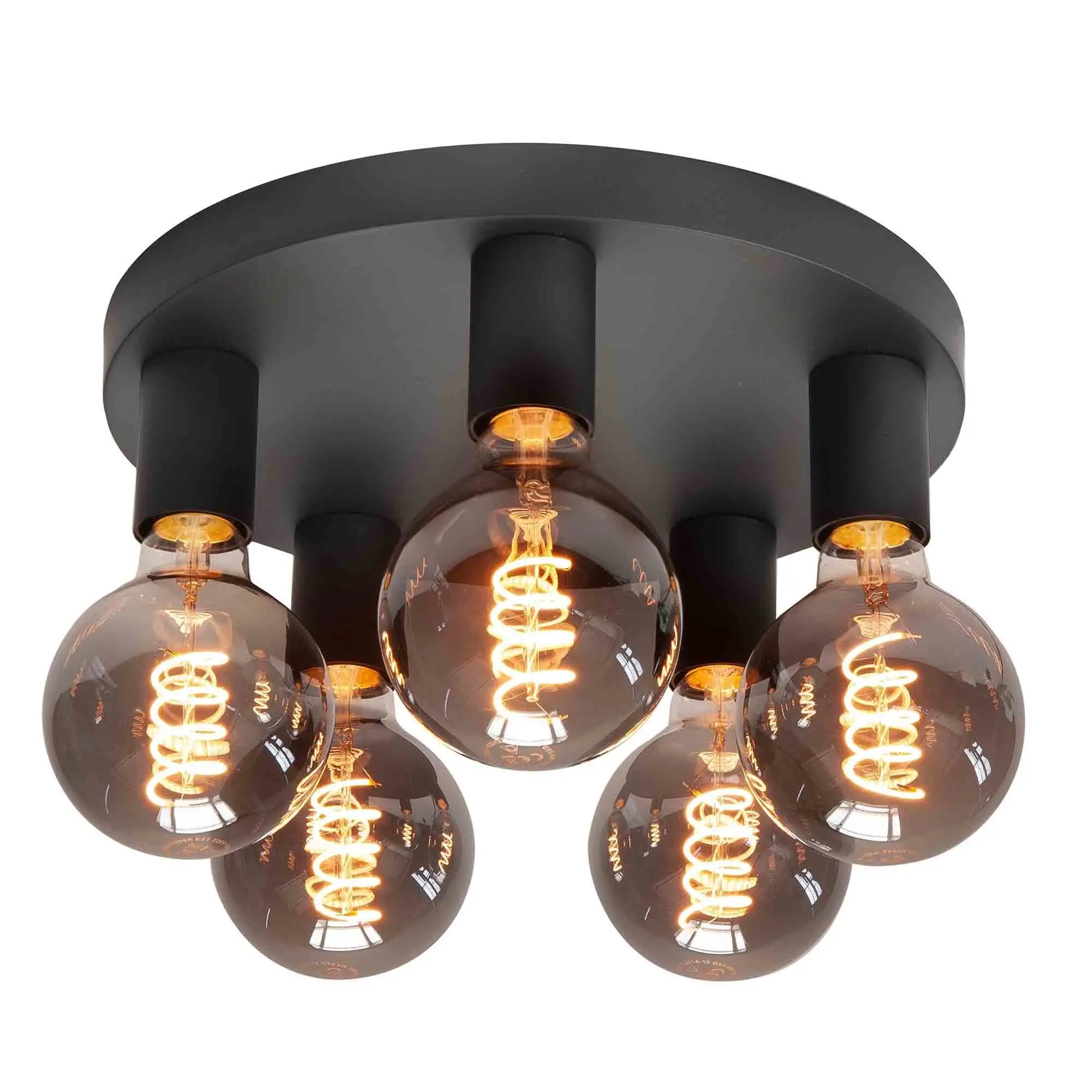 Plafondlamp zwart Basic 5 lichts