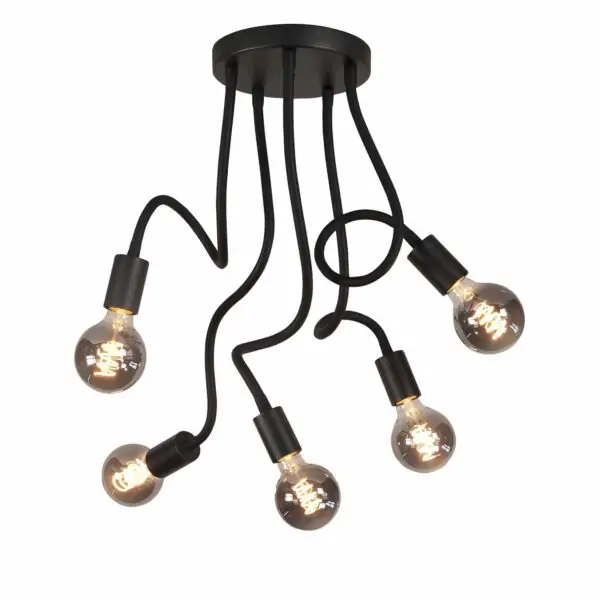 Plafondlamp zwart Flex 5 lichts