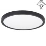 Plafondlamp zwart Piatto sensor ⌀30cm