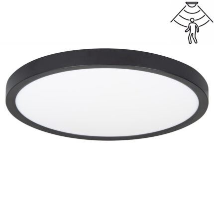 Plafondlamp zwart Piatto sensor ⌀30cm