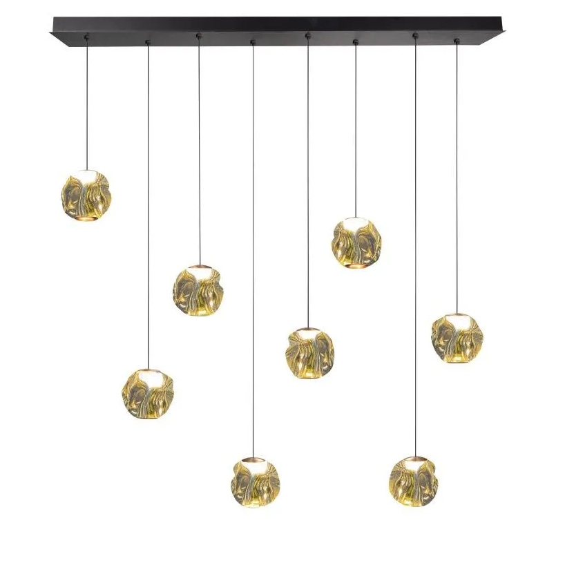 Hanglamp amber Melina balk 8 lichts