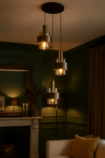 Hanglamp brons-bruin Marrone 3 lichts sfeer