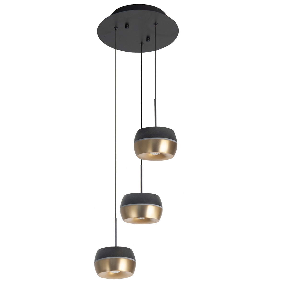 Hanglamp zwart-goud Nova 3 lichts