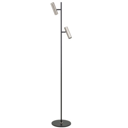 Vloerlamp zwart-nikkel Trend 2 lichts